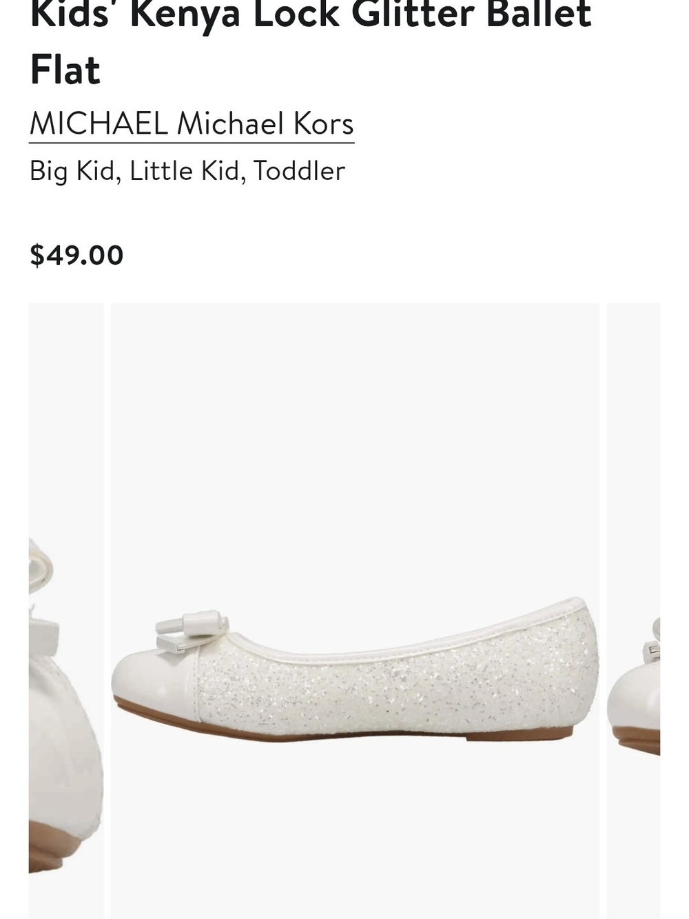 Michael Kors Kenya Lock Glitter Ballet Flat White Size 5 NWT